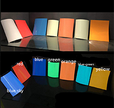 Película fotoluminiscente de colores